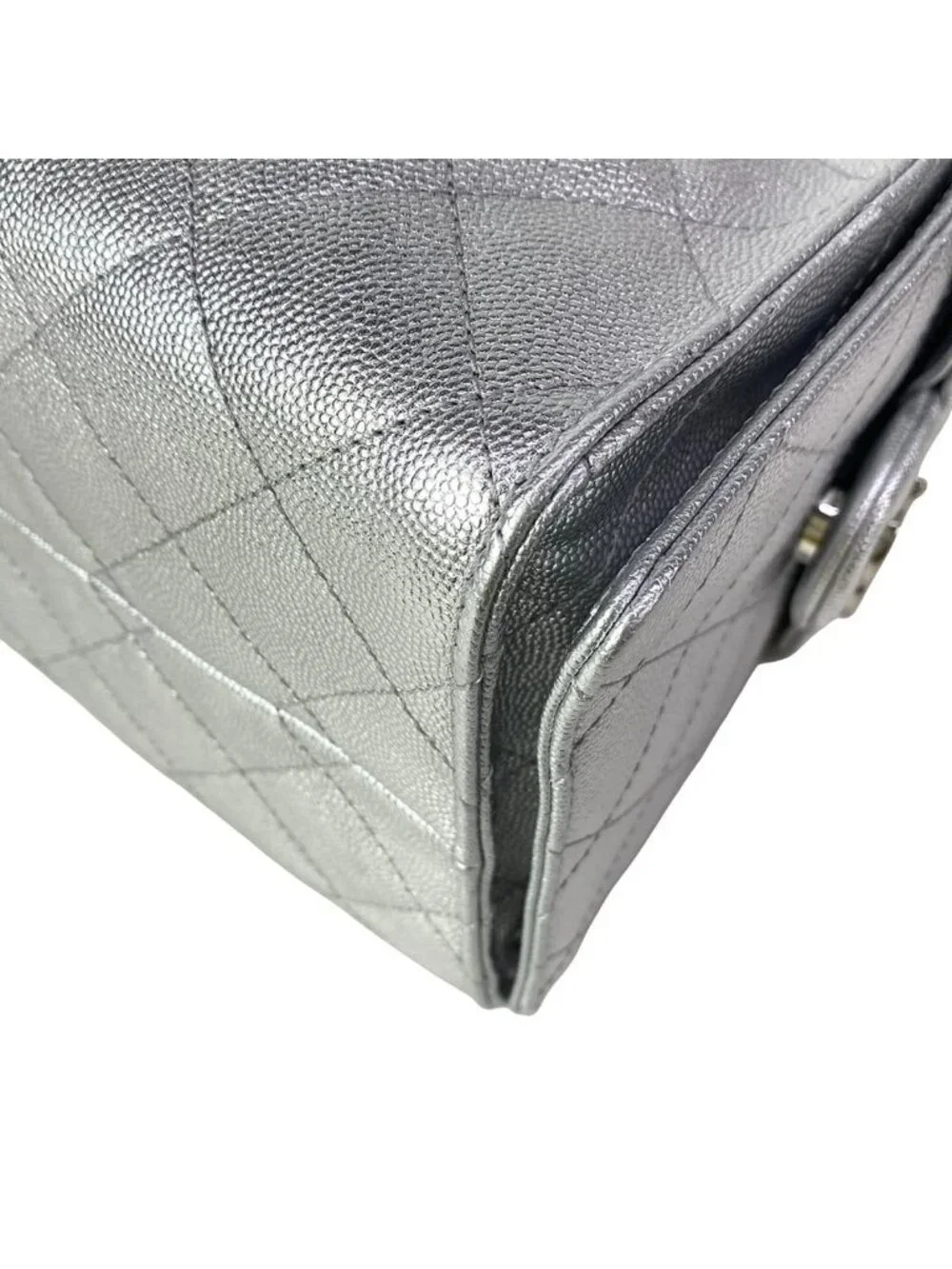 Chanel Shoulder Bag 25 Small Silver Metallic